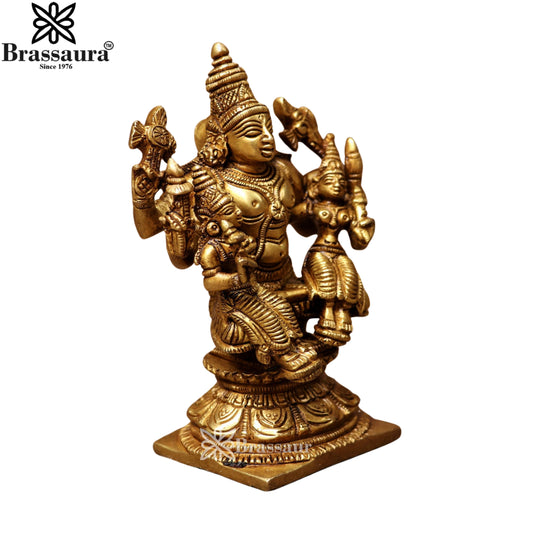 पीतल की अति सुंदर विष्णु भूदेवी और श्रीदेवी की प्रतिमा, वज़न 0.6 किग्रा और ऊंचाई 5 इंच