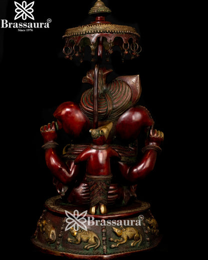 Brass Turban Ganesha Statue Weight 41 Kg And Height 31.5 Inch