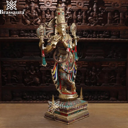 Brass Krishna Murti Weight 49.35 Kg And Height 41 Inch