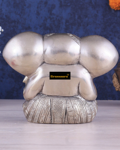 Brassaura™ Brass Appu Ganesha Superfine Statue – 6" Height, 1.6 kg – Antique Finish with Big Ears