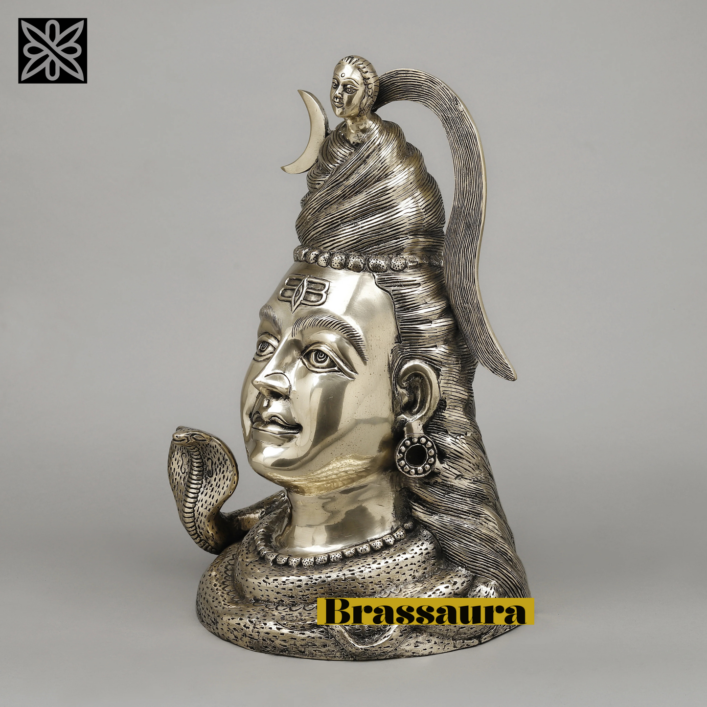 Brassaura™ Pure Brass Lord Shiva Idol – 20 Inch Height, 13.750 Kg Weight – Handcrafted Spiritual Sculpture