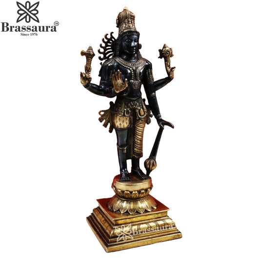 Brassaura® Harihara Brass Statue Black & Gold Finish | Pure Brass | Height 21.5 Inches