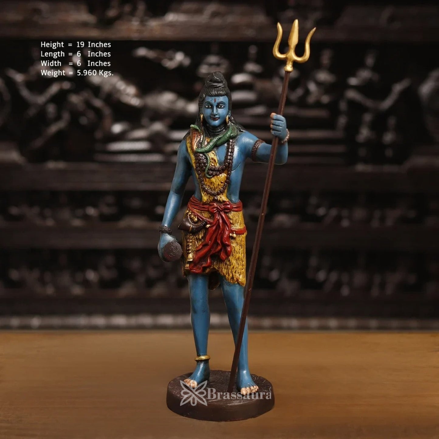 Brassaura™ Brass Lord Shiva Statue – Height 19 Inches & Weight 5.96 Kg | Devotional Home Décor