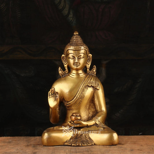 Brass Blessing Royal Golden Buddha Weight 1 kg & Height 6 Inch