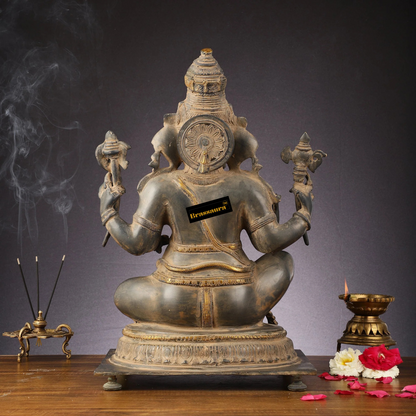 Brassaura™ Ganesha Brass Sculpture – Antique Sandstone Finish | Height 20.5 Inches, Weight 23.3 Kgs