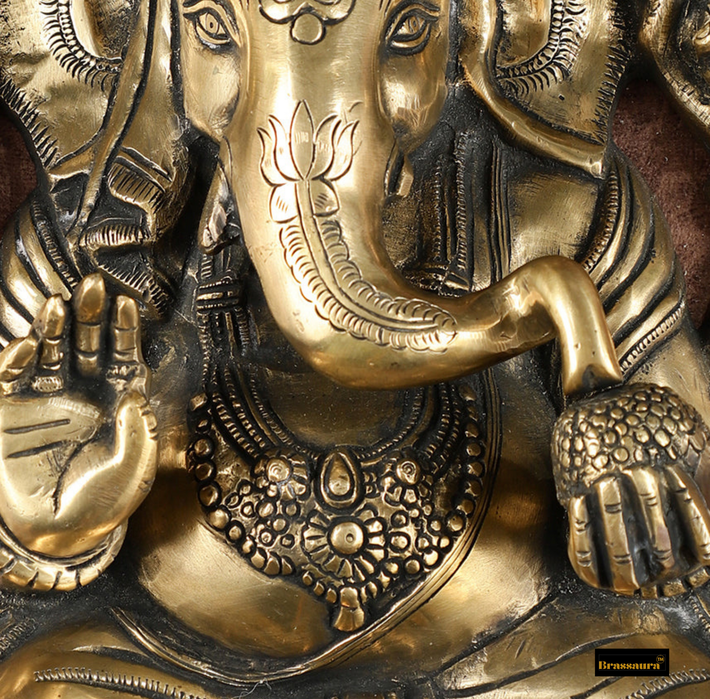 Brassaura™ Brass Full Body Lord Ganesha Wall Hanging – 14" Height, 6.5 kg – Intricately Handcrafted Décor