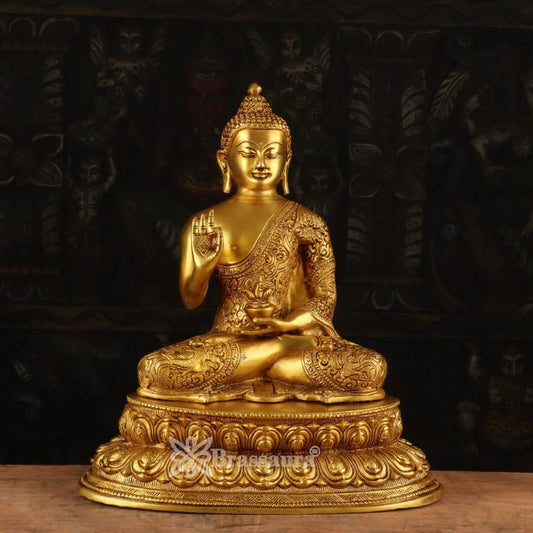 Brass Blessing Buddha Weight 7 kg & Height 12.5 Inch