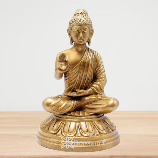 Brass Blessing Royal Golden Buddha Weight 3.6 kg & Height 11 Inch