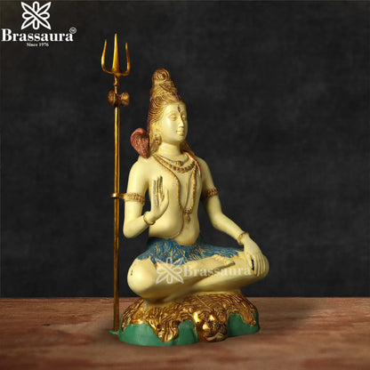 Brassaura™ Elegant Mini Brass Shiva Murti – Height 24.5 Inches & Weight 17.4 Kgs | Hindu God Statue