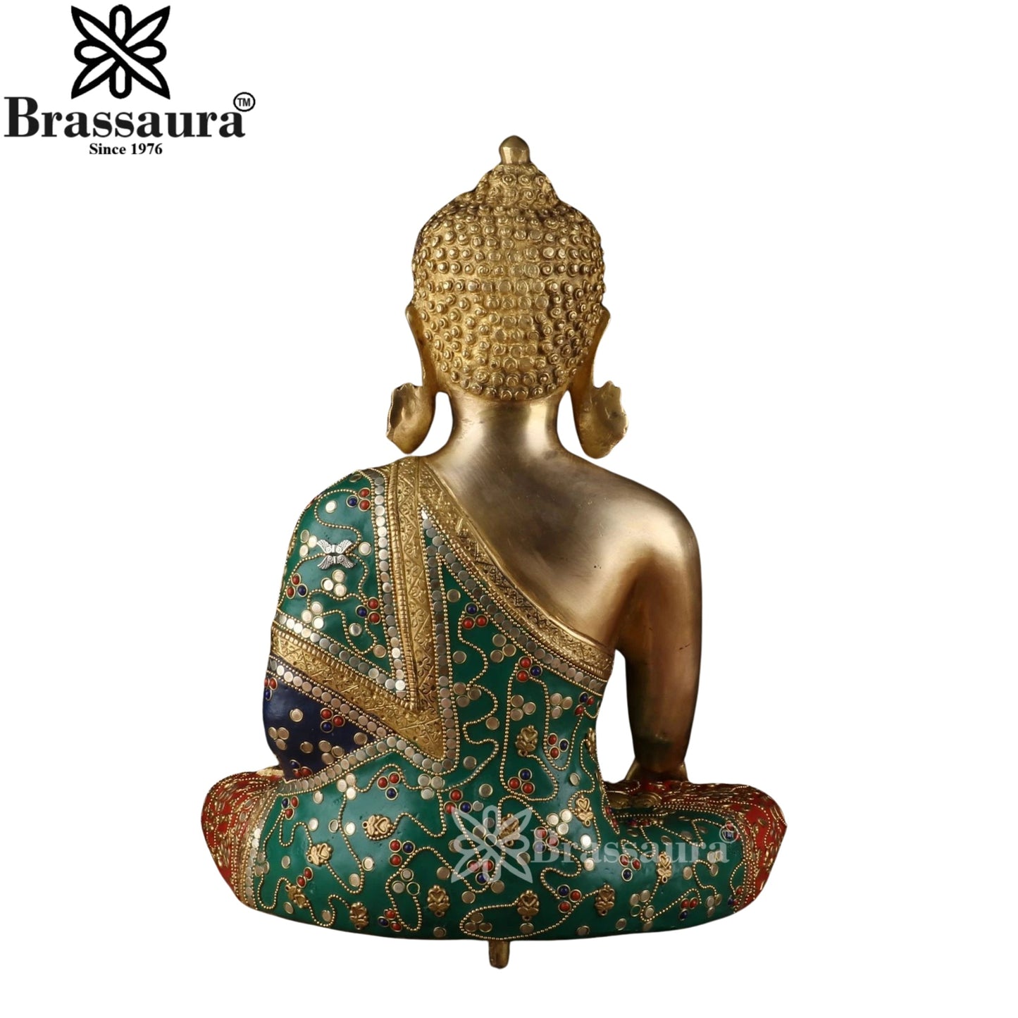 Brass Bhumisprasa Multicolored Buddha Weight 10.5 kg & Height 15 Inch