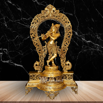 Brass Royal Gold Krishna Murti Weight 20 Kg And Height 30.5 Inch