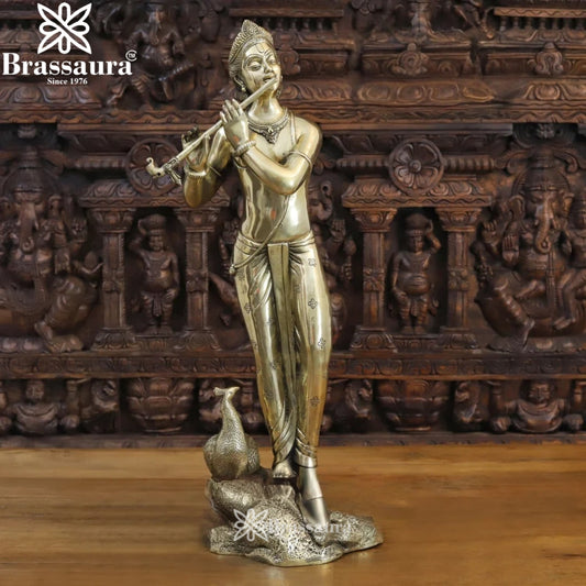 Brass Krishna Murti Weight 14.56 Kg And Height 29.5 Inch