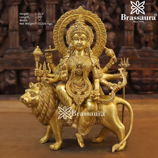 Brass Durga For Home And Décor And Gift Items Weight 15.22 kg Height 21.5 Inch
