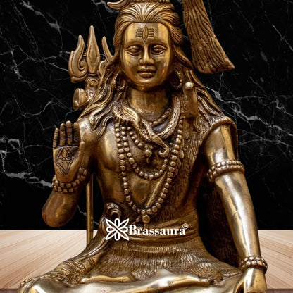 Brassaura™ Artistic Brass Lord Shiva Murti – Height 12 Inches & Weight 4.5 Kgs | Sacred Décor