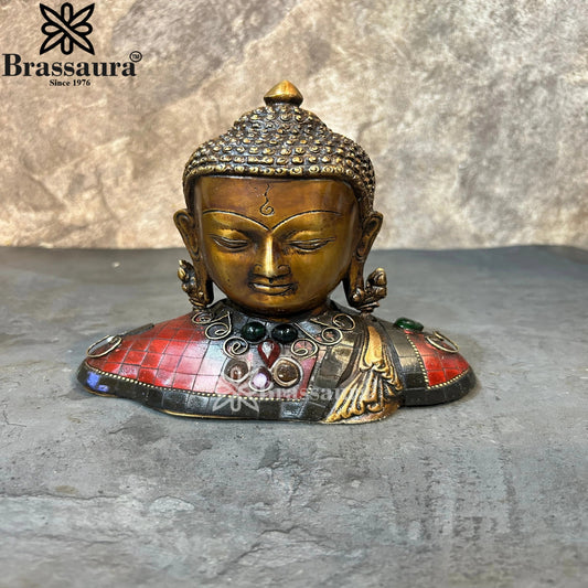 Brass Head Artistic Buddha Weight 1.5 kg & Height 6.5 Inch