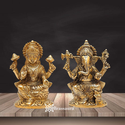 Brass Artistic Lakshmi Ganesh Weight 2.2 Kg & Height 5 Inch