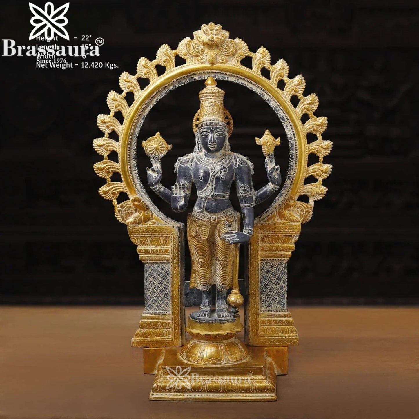 Brass Vishnu Statue Weight 12.42 Kg And Height 22 Inch