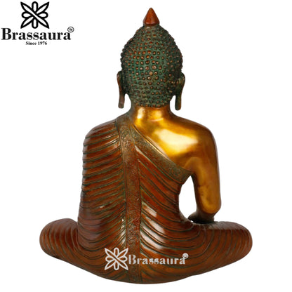 Brass Bhumisprasa Buddha Weight 6.5 kg & Height 13 Inch