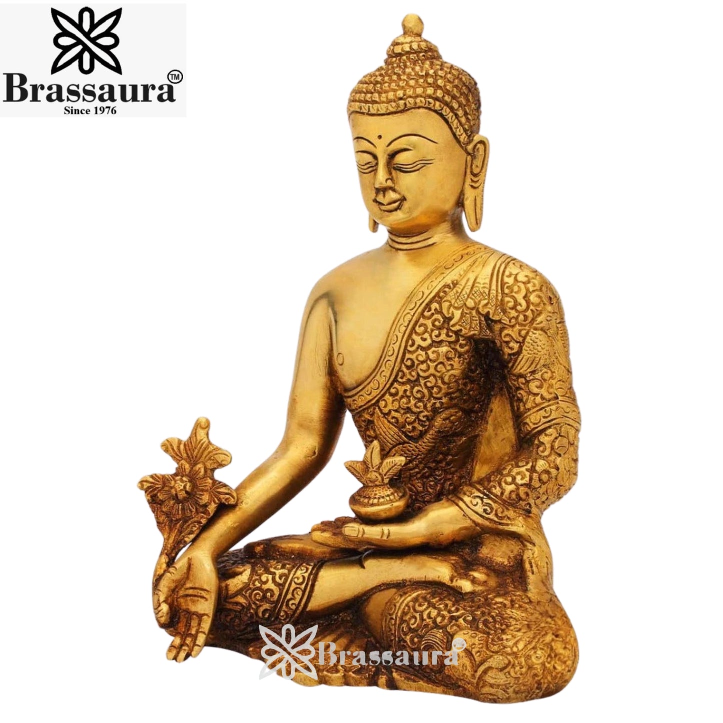 Brass Bhumisprasa Buddha Weight 2.5 kg & Height 8 Inch
