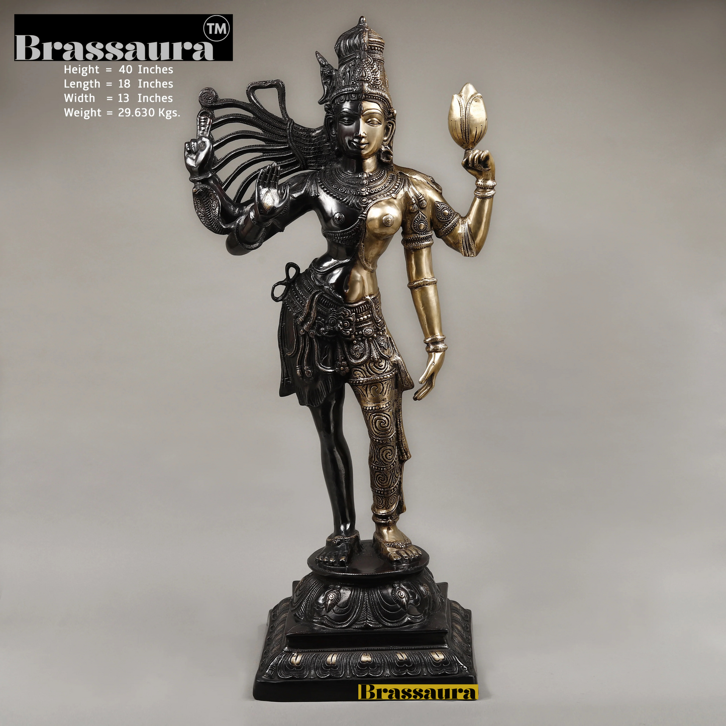 Brass Aardhnareshwar Statue Weight 29.63 kg & Height 40 Inch