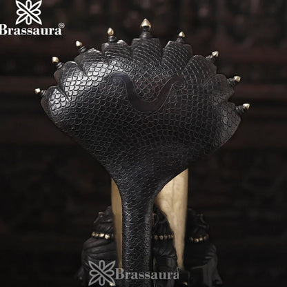 Brass Big Black Shivling With Naagraaj Statue Weight 31 Kg And Height 25 Inch