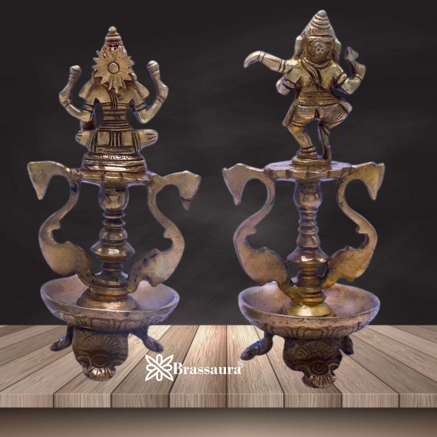 Brass Artistic Standing Lakshmi Ganesh Weight 1.6 Kg & Height 8 Inch