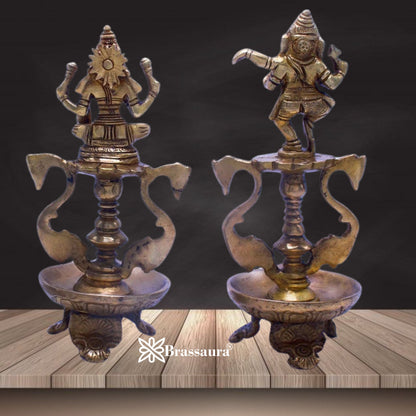 Brass Artistic Standing Lakshmi Ganesh Weight 1.6 Kg & Height 8 Inch