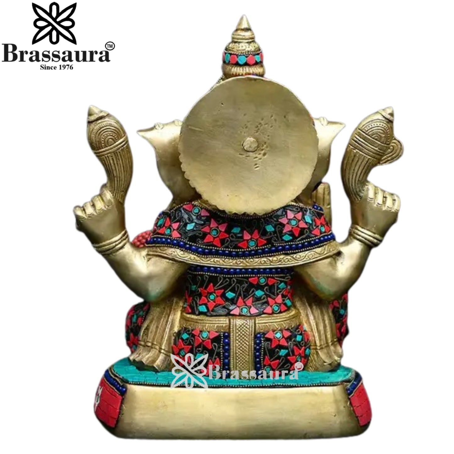 Brass Gem Stone Work Ganesha Statue Weight 11 Kg And Height 13.7 Inch