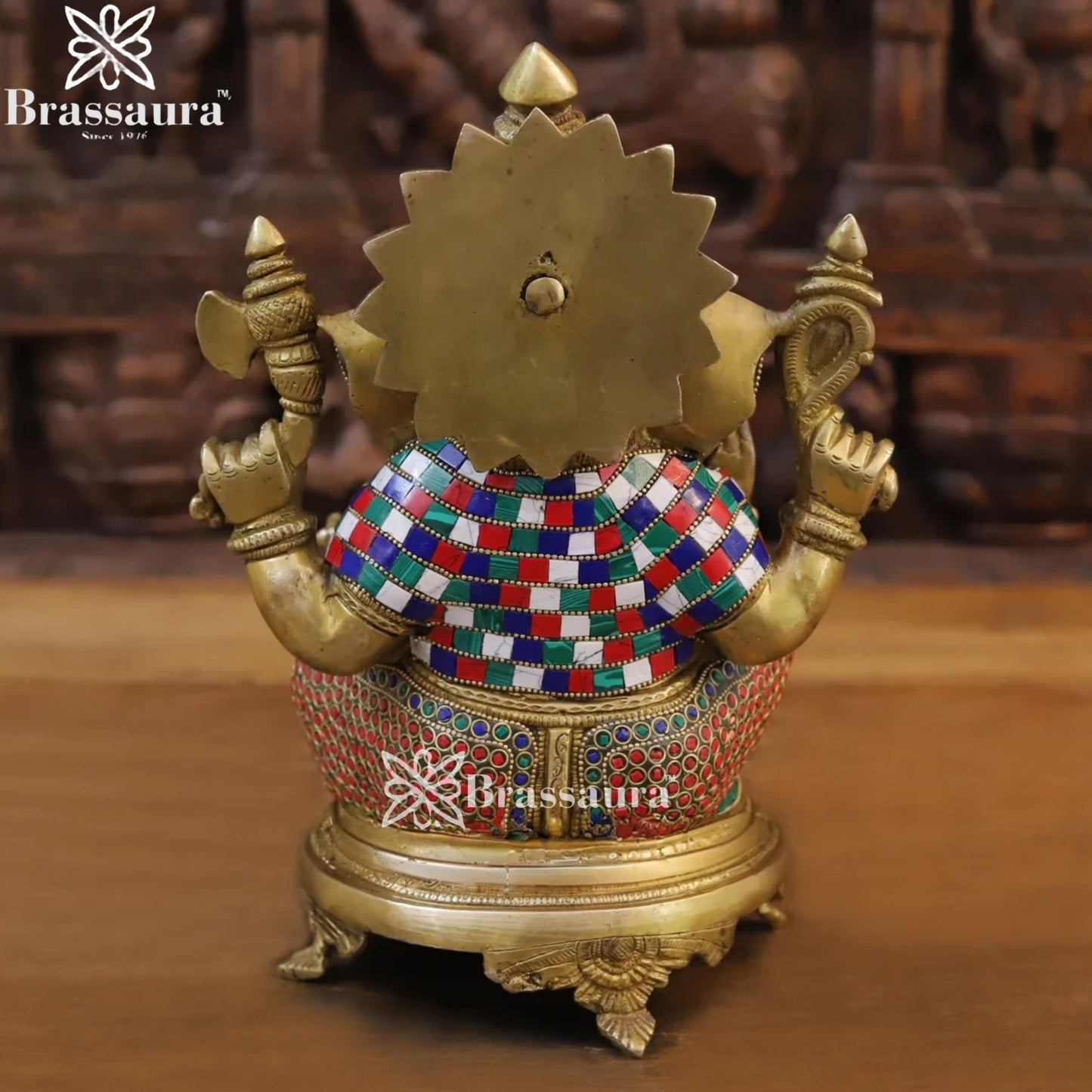 Brass Gem Stone Work Ganesha Weight 7 Kg & Height 12 Inch