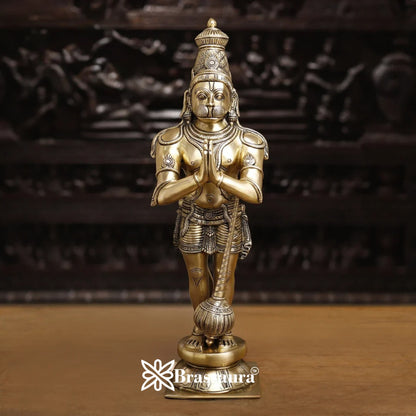 Brassaura™ Brass Sankat Mochan Hanuman Murti – Height 21.5 Inches & Weight 8.92 Kgs| Spiritual Gifting