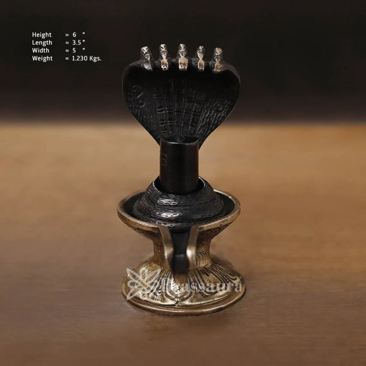 Brass Shivling With Naagraaj Statue Weight 1.23 Kg And Height 6 Inch