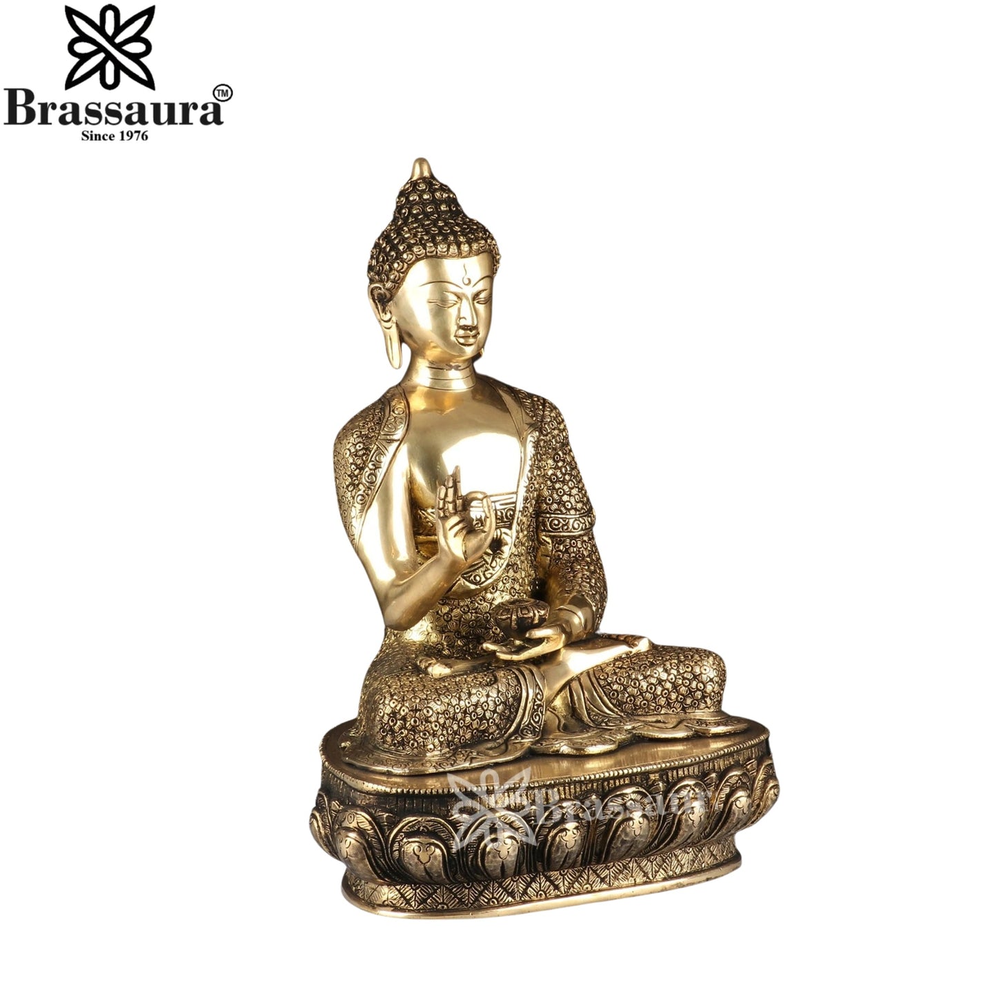 Brass Bhumisprasa Buddha Weight 11.6 kg & Height 16 Inch