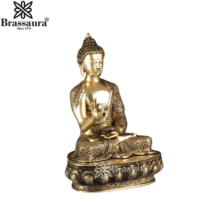 Brass Bhumisprasa Buddha Weight 11.6 kg & Height 16 Inch