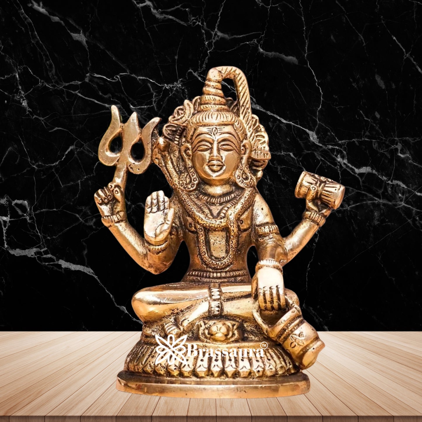 Brassaura™ Handcrafted Brass Shiva Idol – Height 5 Inches & Weight 0.9 Kgs | Devotional Sculpture