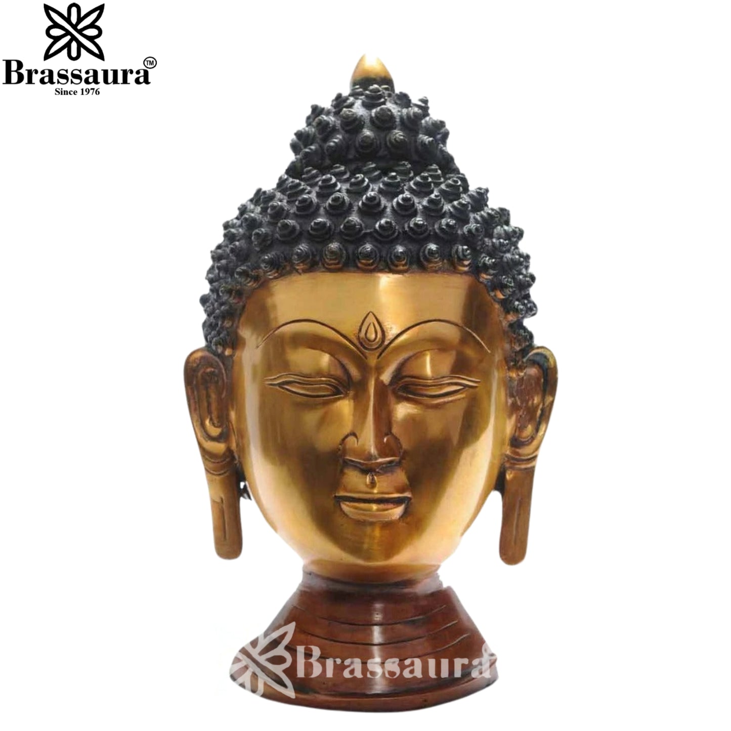 Brass Buddha Head Weight 10 Kg & Height 16 Inch