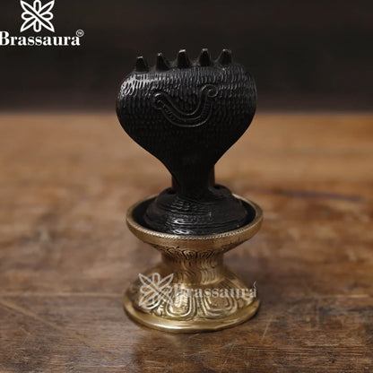 Brass Shivling With Naagraaj Statue Weight 1.23 Kg And Height 6 Inch