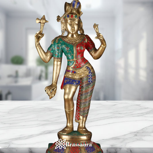 Brass Gem Stone Work Aardhnareshwar Statue Weight 30 kg & Height 36 Inch
