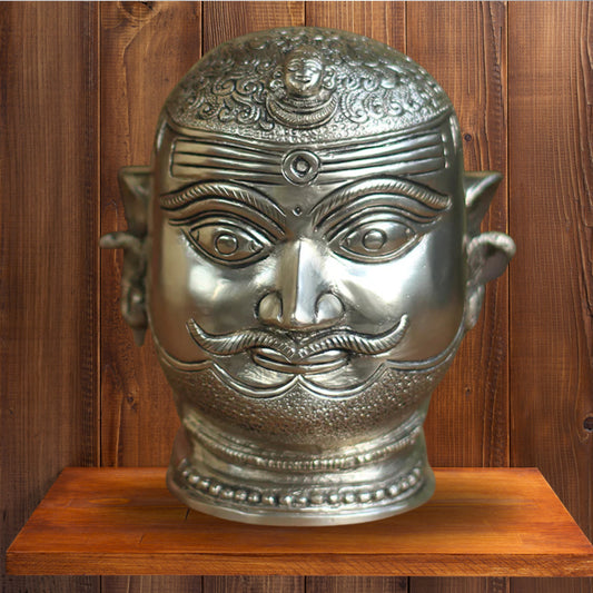Brass Silver Shiva Mukhlingam Statue Weight 2.3 Kg And Height 6 Inch