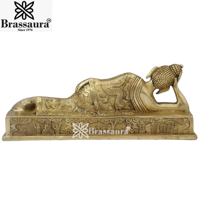 Brass Relaxing  Royal Golden Buddha Weight 2.9 Kg & Height 5 Inch