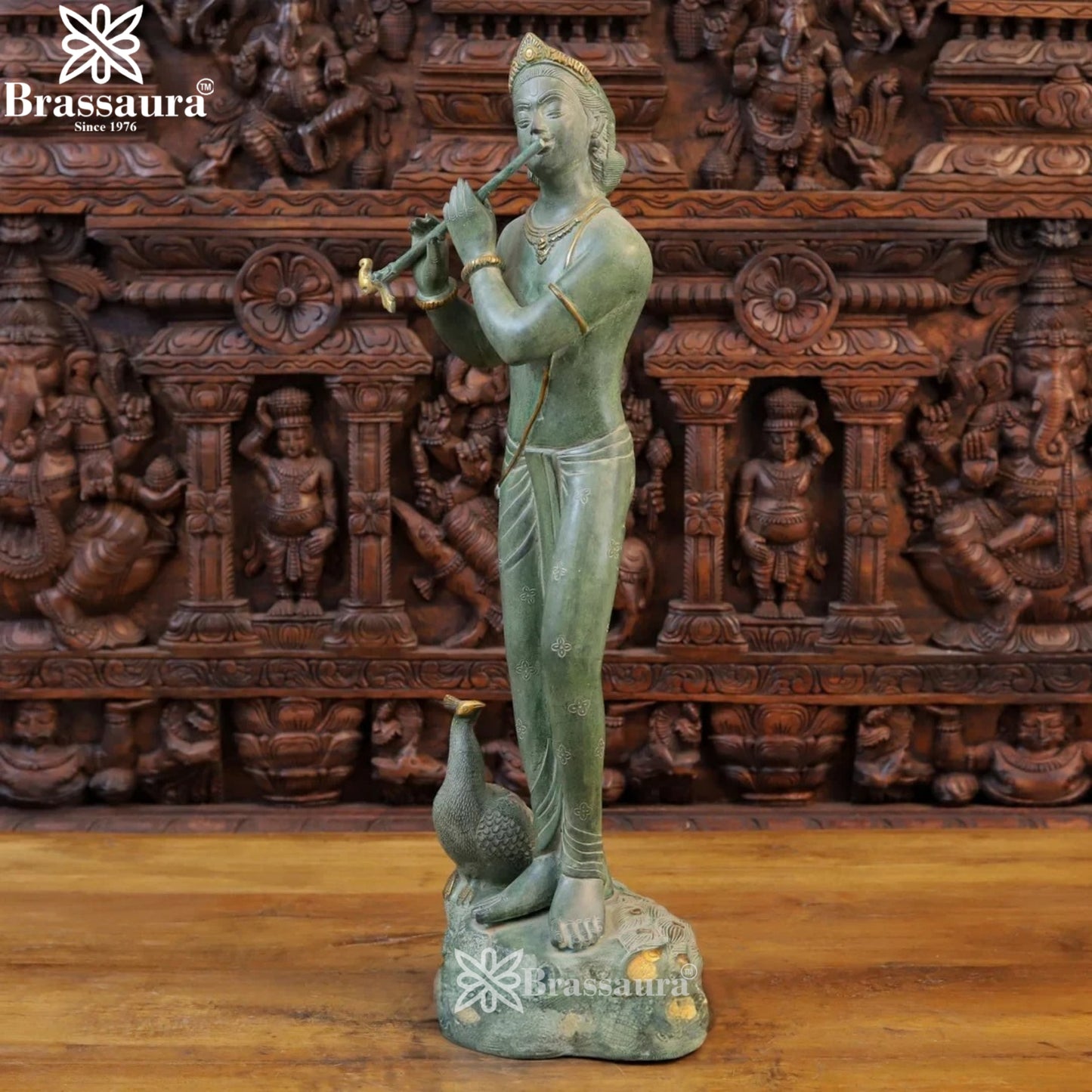 Brass Krishna Murti Weight 14.78 Kg And Height 29 Inch
