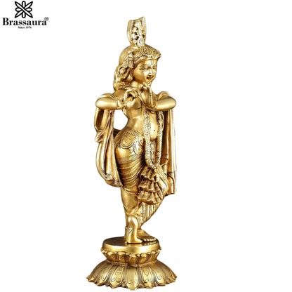 Brass Royal Gold Krishna Murti Weight 20 Kg And Height 27 Inch