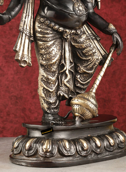 Brassaura™ Pure Brass Standing Lord Ganesha – Black Finish | Height 18 Inches, Weight 14 Kgs