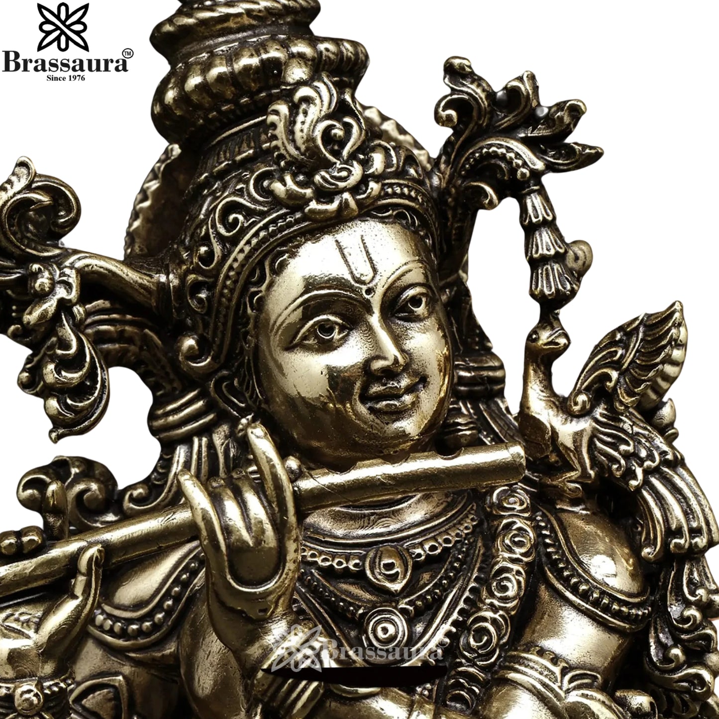 Brass Super Fine Murli Dhari Krishna Murti Weight 1.1 Kg And Height 11 Inch