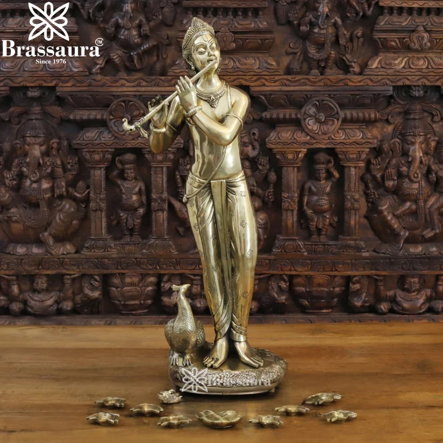 Brass Krishna Murti Weight 14.56 Kg And Height 29.5 Inch