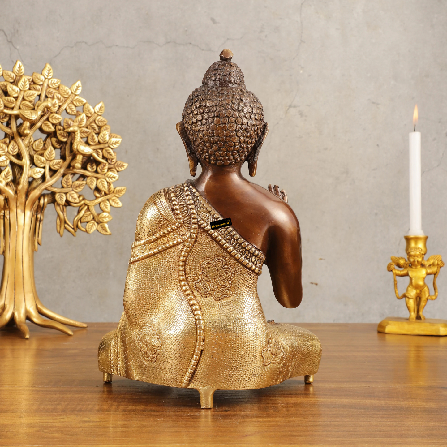 Brassaura™ Pure Brass Blessing Buddha Statue in Green Antique Finish – Height 10.5 Inches, Weight 3.42 Kgs (Copy)