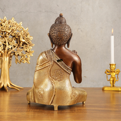 Brassaura™ Pure Brass Blessing Buddha Statue in Green Antique Finish – Height 10.5 Inches, Weight 3.42 Kgs (Copy)