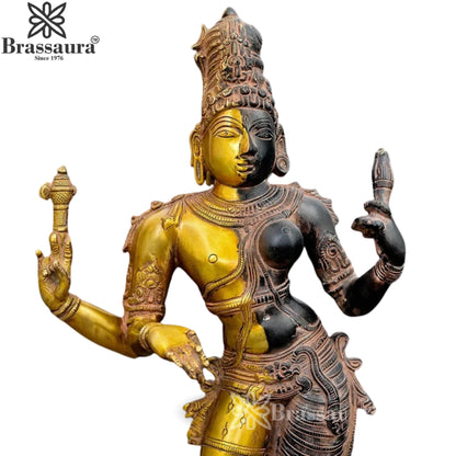 Brass Aardhnareshwar Statue Weight 11.28 Kg And Height 23.5 Inch
