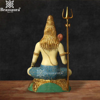 Brassaura™ Elegant Mini Brass Shiva Murti – Height 24.5 Inches & Weight 17.4 Kgs | Hindu God Statue