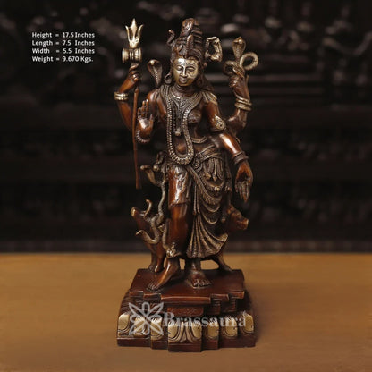 Brass Aardhnareshwar Statue Weight 9.67 Kg And Height 17.5 Inch