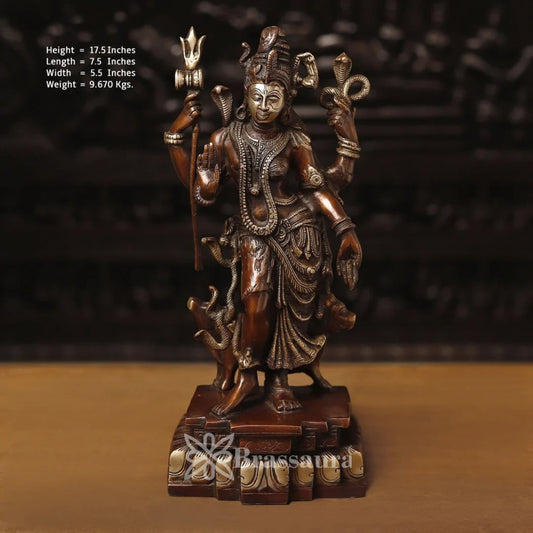 Brass Aardhnareshwar Statue Weight 9.67 Kg And Height 17.5 Inch